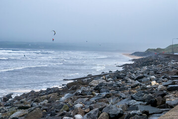 Lahinch Beach in the city of County Clare in Ireland. Photographed in 2011.