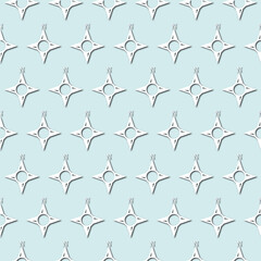 White compass silhouette on pale blue background, seamless pattern. Paper cut style - 366866496