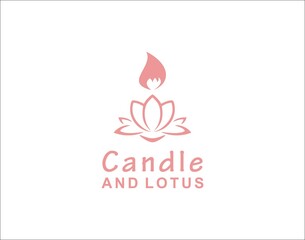 Candle and lotus symbol icon logo design template