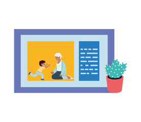 Portrait of grandparents with grandchildren smiling at home