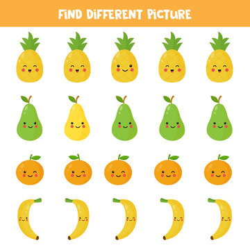 Which picture of kawaii fruit in different from others.