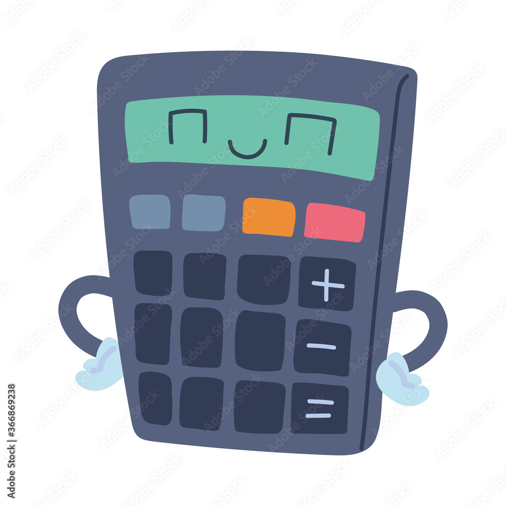 Wall mural calculator with happy face cartoon