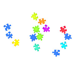 Naklejka premium Game brainteaser jigsaw puzzle rainbow colors 