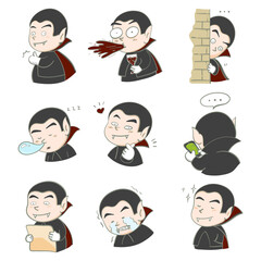 Illustration hand drawn dracula vampire many emotion character design