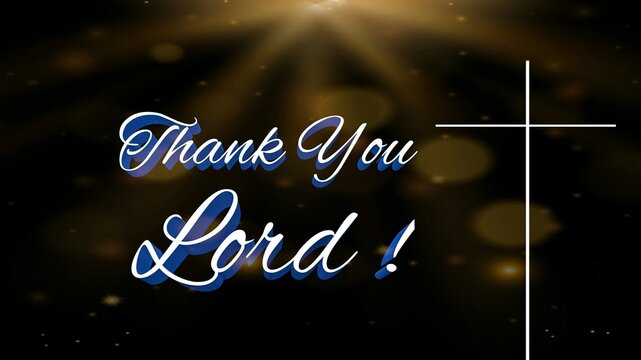 Thank You Lord 3d Text And Jesus Cross Symbol With Light Focus On Dark Background