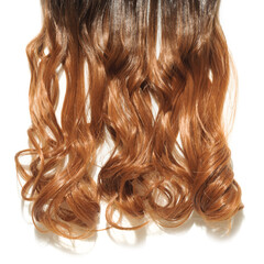 single piece clip in wavy black to brown two tone ombre style synthetic hair extensions