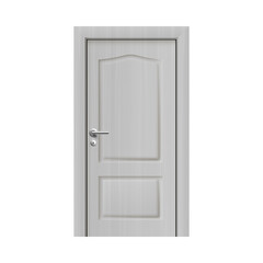 Classic white wooden two panel door in realistic 3D style