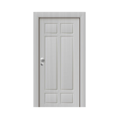 Interior white wooden closed door mockup realistic vector illustration isolated.