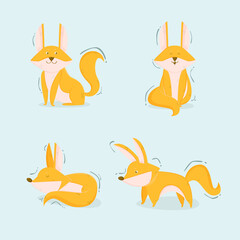 Fototapeta premium fox hand drawn set flat design
