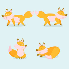 fox hand drawn collection flat design