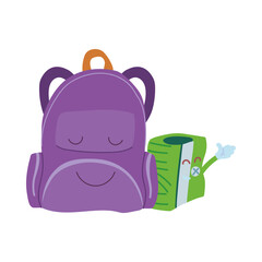 pencil sharpener and suitcase with happy face cartoon