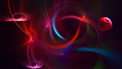 3D rendering abstract multicolor fractal light background