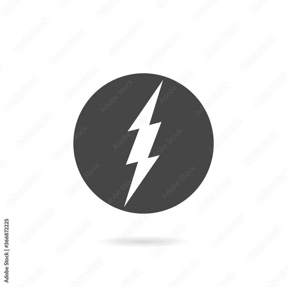 Poster Lightning bolt in the circle graphic icon with shadow