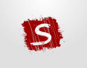 S Letter Logo in Red Square Grunge Element. Retro Rusty Square logo design template.