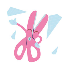 scissors with happy face cartoon