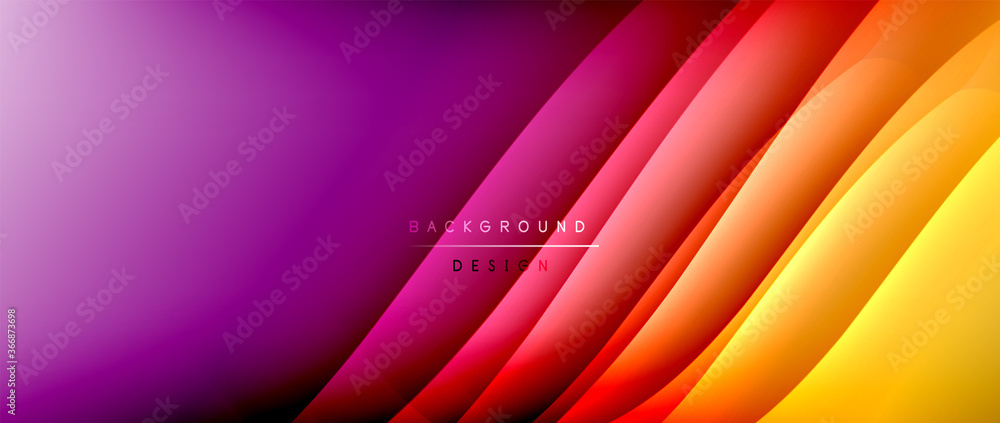 Aufkleber fluid gradient waves with shadow lines and glowing light effect, modern flowing motion abstract back