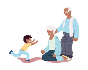 grandparents and grandson together smiling