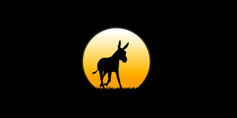 In the darkness of the donkey walks in the light of the red moon