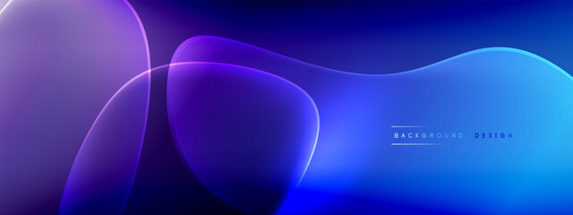 Vector abstract background - liquid bubble shapes on fluid gradient with shadows and light effects. Shiny design template for text