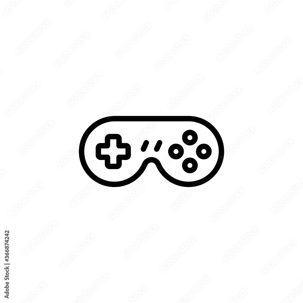 Poster retro game controller vector icon. gamepad icon in black line style icon, style isolated on white ba