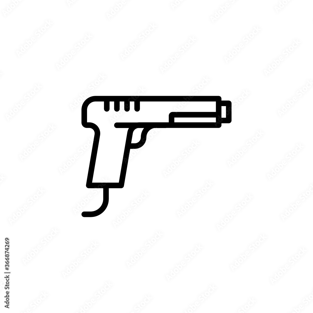 Poster retro game controller vector icon. shooter game in black line style icon, style isolated on white ba