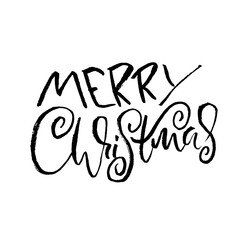 Hand drawn phrase Merry Christmas. Grunge lettering design. Vector typography vector illustration.