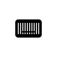 Barcode icon in black flat glyph, filled style isolated on white background