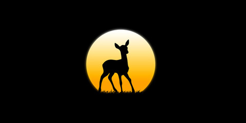 Fototapeta premium Maral walks in the dark moonlight at dusk