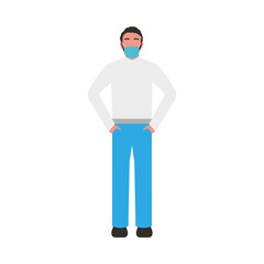 man wearing medical mask character