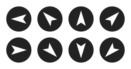 Navigation Arrow Icons set isolated on white background. Flat Design. Vector illustration