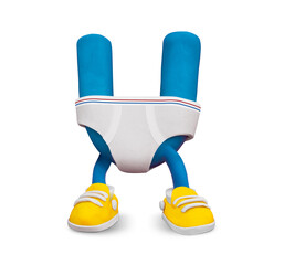  isolated underwear clay with yellow shoes forming letter u  © ARTUROSGUITRON