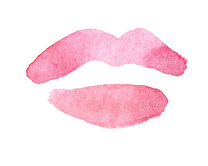 Aquarelle pink lips. Watercolor illustration. Fashion background.