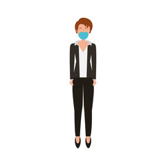 businesswoman wearing medical mask character