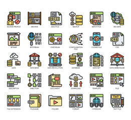 Set of file and document thin line and pixel perfect icons for any web and app project.