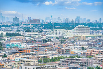 Obraz premium [Obraz miejski] Teren mieszkalny i budynki widziane z lotu ptaka