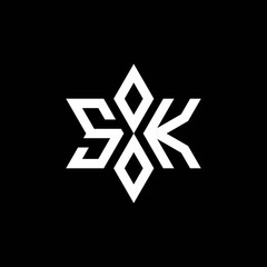 SK monogram logo with star shape and luxury style