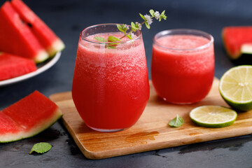 Watermelon drink on dark background