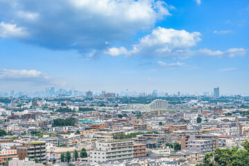 Fototapeta na wymiar 【都市イメージ】俯瞰で見る住宅街とビル群