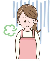落ち込む若い主婦のイラスト
