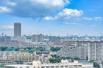 【都市イメージ】俯瞰で見る住宅街とビル群