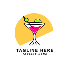 Martini cocktail glass with olive vector illustration. Design element, poster with martini