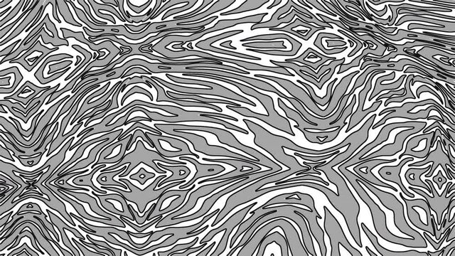 Seamless funny animation of zebra pattern in comic hand drawn style.Zine culture video loop with a trendy cartoon psychedelic look special for clubs and parties. 