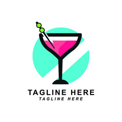 Martini cocktail glass with olive vector illustration. Design element, poster with martini