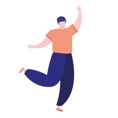 young man practicing exercise avatar character