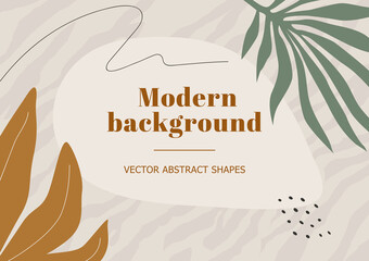 Fototapeta na wymiar Fashion stylish templates with organic abstract shapes and line in nude colors. Neutral background in minimalist style. Contemporary vector Illustration