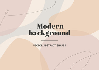 Fashion stylish templates with organic abstract shapes and line in nude pastel colors. Neutral background in minimalist style. Contemporary vector Illustration - 366880823