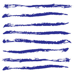 Ink blue grunge stripes set. Vector illustration