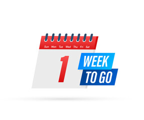 One week to go offer. Calendar icon. Vector stock illustration.