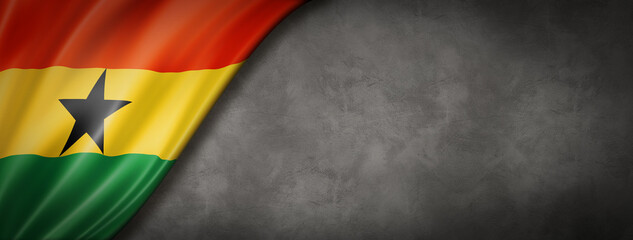 Ghanaian Flag flag on concrete wall banner