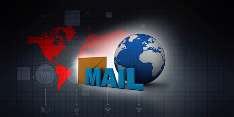 3d rendering Envelope with e mail 